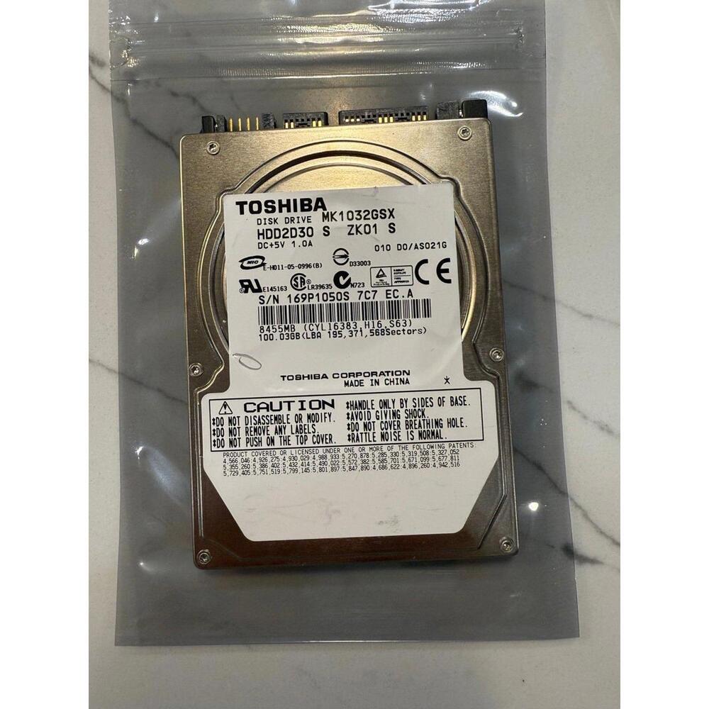 MK1032GSX TOSHIBA 100 GB HDD 2.5" 5400 RPM SATA Laptop Hard Disk Drive